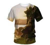 JIFENLI T-Shirts 3D da Uomo Maglietta Estate Paesaggio Pittura A Olio Arte Grafica T Shirt Moda Letteraria Gioventù Casual Tees Uomini Stampato O-Collo Top