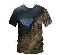 JIFENLI T-Shirts 3D da Uomo Maglietta Estate Paesaggio Pittura A Olio Arte Grafica T Shirt Moda Letteraria Gioventù Casual Tees Uomini Stampato O-Collo Top