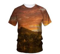 JIFENLI T-Shirts 3D da Uomo Maglietta Estate Paesaggio Pittura A Olio Arte Grafica T Shirt Moda Letteraria Gioventù Casual Tees Uomini Stampato O-Collo Top