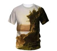 JIFENLI T-Shirts 3D da Uomo Maglietta Estate Paesaggio Pittura A Olio Arte Grafica T Shirt Uomo Moda Casual Bohemien Letteratura Gioventù Stampato Harajuku O-Collo Tees