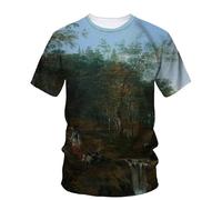 JIFENLI T-Shirts 3D da Uomo Maglietta Estate Paesaggio Pittura A Olio Arte Grafica T Shirt Uomo Moda Casual Bohemien Letteratura Gioventù Stampato Harajuku O-Collo Tees