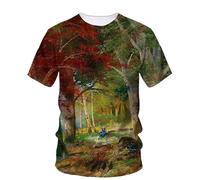 JIFENLI T-Shirts 3D da Uomo Maglietta Estate Paesaggio Pittura A Olio Arte Grafica T Shirt Uomo Moda Casual Bohemien Letteratura Gioventù Stampato Harajuku O-Collo Tees