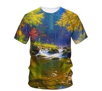 JIFENLI T-Shirts 3D da Uomo Maglietta Estate Paesaggio Pittura A Olio Arte Grafica T Shirt Uomo Moda Casual Bohemien Letteratura Gioventù Stampato Harajuku O-Collo Tees
