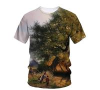 JIFENLI T-Shirts 3D da Uomo Maglietta Estate Paesaggio Pittura A Olio Arte Grafica T Shirt Uomo Moda Casual Bohemien Letteratura Gioventù Stampato Harajuku O-Collo Tees