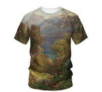 JIFENLI T-Shirts 3D da Uomo Maglietta Estate Paesaggio Pittura A Olio Arte Grafica T Shirt Uomo Moda Casual Bohemien Letteratura Gioventù Stampato Harajuku O-Collo Tees