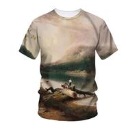 JIFENLI T-Shirts 3D da Uomo Maglietta Estate Paesaggio Pittura A Olio Arte Grafica T Shirt Uomo Moda Casual Bohemien Letteratura Gioventù Stampato Harajuku O-Collo Tees