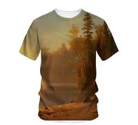 JIFENLI T-Shirts 3D da Uomo Maglietta Estate Paesaggio Pittura A Olio Arte Grafica T Shirt Uomo Moda Casual Bohemien Letteratura Gioventù Stampato Harajuku O-Collo Tees