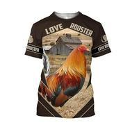 JIFENLI T-Shirts 3D da Uomo Maglietta Gallo Lotta Stampa 3D T-Shirt Uomo Donna Divertente Fattoria Gallo O-Collo Manica Corta Oversize Harajuku Tee Top Abbigliamento Uomo