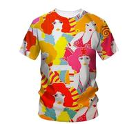 JIFENLI T-Shirts 3D da Uomo Maglietta Moda Estiva creatività retrò negli Anni '1990 T Shirt Grafiche per Gli Uomini Stampate Casual O-Collo Tees
