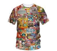 JIFENLI T-Shirts 3D da Uomo Maglietta Moda Estiva creatività retrò negli Anni '1990 T Shirt Grafiche per Gli Uomini Stampate Casual O-Collo Tees