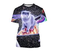 JIFENLI T-Shirts 3D da Uomo Maglietta Summer 3D Printed Space Funny Cat T-Shirts Men Women Cool Animal Top Tees Street Plus Size Short Sleeves T Shirt Clothes