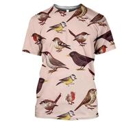 JIFENLI T-Shirts 3D da Uomo Maglietta Summer Fashion all Kinds of Birds T Shirt for Men Fun Printed Round Neck Tees Hip Hop Harajuku Streetwear Top