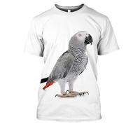 JIFENLI T-Shirts 3D da Uomo Maglietta Summer Fashion Fun Parrot Graphic T Shirts Men 3D Printed Animal Pattern Tees Tops Leisure Round Neck Short Sleeve Strretwear