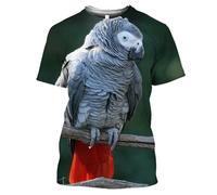 JIFENLI T-Shirts 3D da Uomo Maglietta Summer Fashion Fun Parrot Graphic T Shirts Men 3D Printed Animal Pattern Tees Tops Leisure Round Neck Short Sleeve Strretwear
