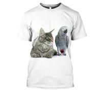 JIFENLI T-Shirts 3D da Uomo Maglietta Summer Fashion Fun Parrot Graphic T Shirts Men 3D Printed Animal Pattern Tees Tops Leisure Round Neck Short Sleeve Strretwear