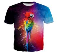 JIFENLI T-Shirts 3D da Uomo Maglietta Summer Fashion Fun Parrot Graphic T Shirts Men 3D Printed Animal Pattern Tees Tops Leisure Round Neck Short Sleeve Strretwear
