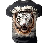 JIFENLI T-Shirts 3D da Uomo Maglietta Uomo Classico Modello Tigre 3D Stampato Moda Uomo Manica Corta T-Shirt Estate Sport all'Aria Aperta Taglie Forti Uomini T-Shirt Abbigliamento