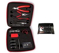 Jig coil DIY Tools Kit, kit bobina build pacchetto completo, metro ohm, pinze diagonali, forbici, cacciavite, ceramica, pinzette del gomito, filo di riscaldamento A1, cotone gratuito