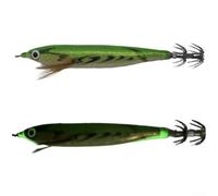 Jig orizzontale per calamari, 12 cm, con perline realistiche in legno a forma di gamberetti e gancio BKK, per specie di acqua salata (2)