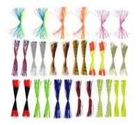 Jig Skirts, Silicone Bait Skirt Kit, 30 Bundles Realistic Soft Lures, Freshwater, Saltwater Fishing for Bass, Trout, Catfish, Ice, River, Lake and Pond, 4.92 inches, 2.2g