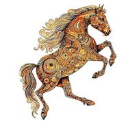 Jigfoxy Puzzle in legno per adulti, cavalli in legno, per adulti, per adulti e bambini, giocattolo educativo unico a forma di animale, per amici della famiglia, L-42 x 39,9 cm, 300pezzi