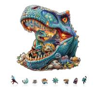 Jigfoxy Puzzle in legno per adulti, dinosauri in legno, puzzle unico con animali in legno, famiglia e amici, L-34 x 32,8 cm, 230 pezzi