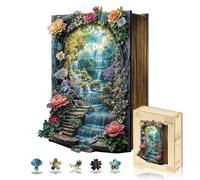 Jigfoxy Puzzle in legno per adulti, il mondo nel libro, puzzle in legno per adulti, puzzle unico in legno, famiglia e amici, L-34 x 32,7 cm, 220 pezzi