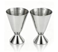 Jigger per cocktail da 2 pezzi, strumento per misurare cocktail in acciaio inossidabile con testa singola ispessita e segni di spunta
