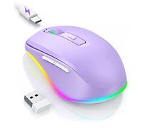 Jiggler - Mouse wireless a LED con mouse integrato, ricaricabile, con movimento casuale non rilevabile, mantiene il computer sveglio, colore: viola