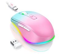 Jiggler - Mouse wireless a LED con mouse Jiggler Mover integrato, ricaricabile per computer con movimento casuale non rilevabile, mantiene il computer sveglio, colore rosa sfumato