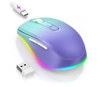 Jiggler - Mouse wireless a LED con mouse Jiggler Mover integrato, ricaricabile per computer con movimento casuale non rilevabile, mantiene il computer sveglio, colore viola sfumato