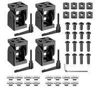 JiGiU 4 Pezzi Connettore ad Angolo Regolabile Staffe di Fissaggio in Alluminio Angolo di Rotazione 180°Connettore Giunto per 4040 con Morsetto a Leva e Accessori di Montaggio-Nero