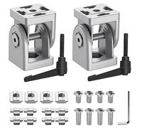 JiGiU Connettore angolare per profilo in alluminio 4040, 8 mm, cerniera flessibile con leva di serraggio a 180°, materiale di fissaggio per progetti fai da te, stampante 3D (2 confezioni)