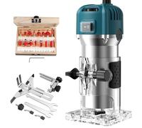 JiGiU Fresatrice Verticale 800W Professionale con 15 Frese Incluse, Motore in Rame e Corpo Alluminio - Regolazione Velocità 0-28.000 G/min per Legno, Scanalatura e Lavori di Precisione