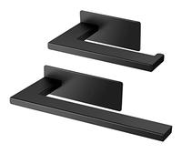 JiGiU Porta Asciugamani da Bagno Autoadesivo 2 Pezzi con Barra per Asciugamano 15 cm&23 cm, Porta Carta Igienica in Acciaio Inox Impermeabile per Bagno Cucina Camera-Nero 2023 Nuovo