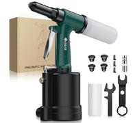 JiGiU Rivettatrice ad Aria Professionale per Rivetti 2.4-4.8mm Rivettatrice Pneumatica 1408KGF con Forza di Trazione, Attacco Europeo e Grifi - per Auto, Industria, Fai Da Te