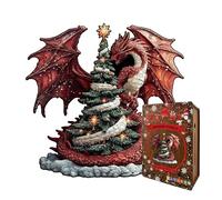 Jigsaw Puzzle - Christmas Themed Interactive, Dragon Shape Wood Puzzles | Creative Collectible Decoration, Fun Educational Game for Men Women Boys Youth Teens Husband Son Daughter Friends Family Cowor