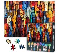 Jigsaw Puzzle da 1000 pezzi per adulti, design colorato, bottiglie di vetro puzzle, puzzle per adulti, arcobaleno, puzzle da 1000 pezzi, gioco di relax per uomini e donne, 70 x 50 cm