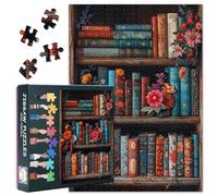 Jigsaw Puzzle da 1000 pezzi Vintage Libri - 1000 pezzi puzzle per adulti libreria difficile puzzle fiori fioriti (70 x 50 cm), serata di gioco e decorazione per la casa