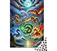 Jigsaw Puzzle Per Adulti E Bambini 1000 Pezzi Arte del drago fantasy Puzzle 70x50cm/1000pcs Decompressione E Regalo Puzzle Giochi Giocattolo Antistress Cardboard