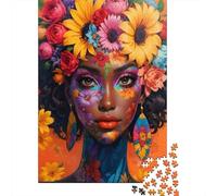 Jigsaw Puzzle Per Adulti E Bambini 1000 Pezzi Arte del volto floreale Puzzle 70x50cm/1000pcs Decompressione E Regalo Puzzle Giochi Giocattolo Antistress Cardboard