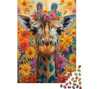 Jigsaw Puzzle Per Adulti E Bambini 1000 Pezzi Arte della giraffa floreale Puzzle 52x38cm/1000pcs Regali Puzzle Giochi Giocattolo Antistress Cardboard
