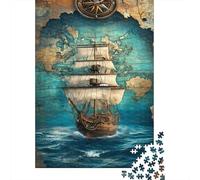 Jigsaw Puzzle Per Adulti E Bambini 1000 Pezzi Arte della mappa della nave vintage Puzzle 52x38cm/1000pcs Decompressione E Regalo Puzzle Giochi Giocattolo Antistress DIY