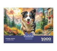 Jigsaw Puzzle Per Adulti E Bambini 1000 Pezzi Border Collie in corsa sul sentiero della montagna Puzzle 52x38cm/1000pcs Decompressione E Regalo Puzzle Giochi Giocattolo Antistress Cardboard