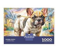 Jigsaw Puzzle Per Adulti E Bambini 1000 Pezzi Bulldog francese in villaggio Puzzle 70x50cm/1000pcs Decompressione E Regalo Puzzle Giochi Per Famiglia DIY