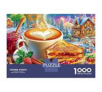 Jigsaw Puzzle Per Adulti E Bambini 1000 Pezzi Caffè e colazione in un villaggio colorato Puzzle 52x38cm/1000pcs Regali Puzzle Giochi Per Famiglia DIY