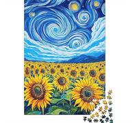 Jigsaw Puzzle Per Adulti E Bambini 1000 Pezzi Campo girasole stellato Puzzle 38x26cm/1000pcs Regali Puzzle Giochi Per Famiglia Cardboard