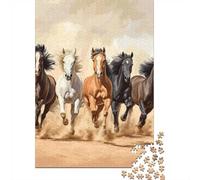 Jigsaw Puzzle Per Adulti E Bambini 1000 Pezzi Cavalli selvaggi Galloping Puzzle 52x38cm/1000pcs Regali Puzzle Giochi Giocattolo Antistress Cardboard