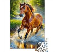 Jigsaw Puzzle Per Adulti E Bambini 1000 Pezzi Cavallo in corsa Splash Puzzle 52x38cm/1000pcs Decompressione E Regalo Puzzle Giochi Giocattolo Antistress Cardboard