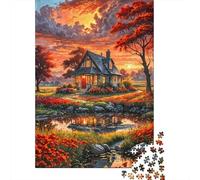 Jigsaw Puzzle Per Adulti E Bambini 1000 Pezzi Cottage rustico tramonto Puzzle 38x26cm/1000pcs Regali Puzzle Giochi Giocattolo Antistress Cardboard
